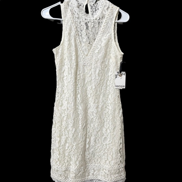 Kensie Soft White Lace Summer Sleeveless Shift Dress Size 6 Ret. $108 - Picture 6 of 15